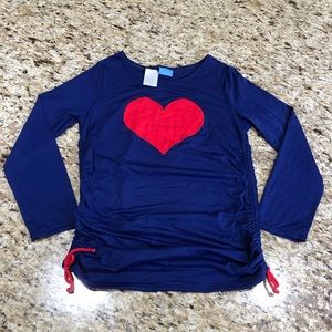 Beach by Melissa Odabash Blue Rash Vest Long sleeve Swim Top w/ Red Heart Large